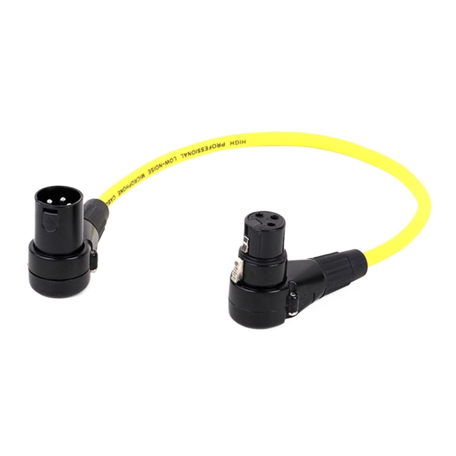 Kabel XLR, wtyczka 90 stopni na gniazdo, kabel audio, symetryczny XLR, mikrofon karon, mikser, karta dźwiękowa, przewód przedłużający (żółty, 2 m)