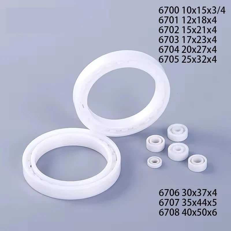 Rodamiento de Bolas, Juego de rodamientos de cerámica Completa de circonio, Serie 6700-6708, jaulas de PTFE, autolubricantes sin Aceite(5pcs,6700 10x15x3)