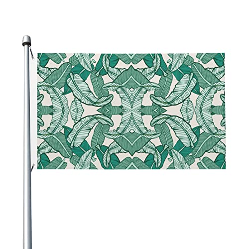 Drapeau léger double face, drapeau feuilles de bananier vert 0,9 x 1,5 m avec œillets métalliques, décoration de jardin extérieure