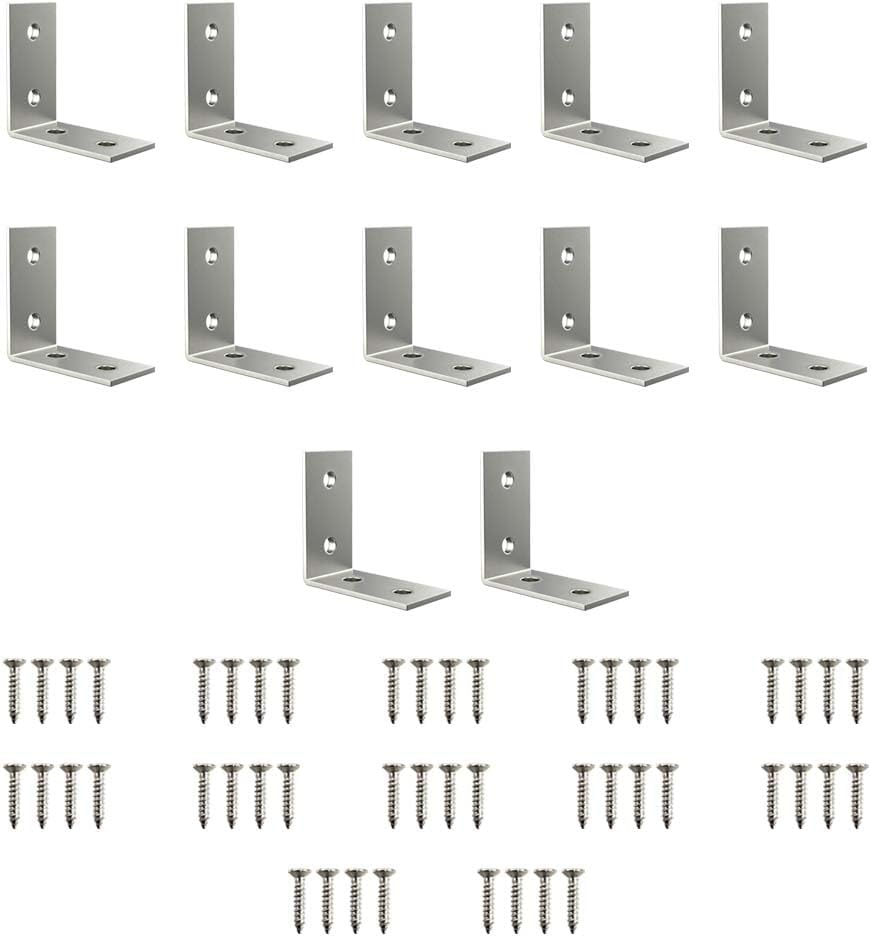 Volo L Angle Bracket for Reinforcing Chairs/Tables - Shelf Bracket 40mmx20mm Zinc Plated, L Shape Bracket for Solid Shelf Support, Joint Right Corner Brace (1.5" x 0.75") (40mm X 20mm, 12)