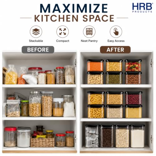 Image of 500ml Kitchen Storage Containers Set of 6 | Airtight Plastic Storage Jars for Kitchen | BPA Free Multipurpose Containers for Spices, Dry Fruits, Pulses, Snacks & Pantry Organization