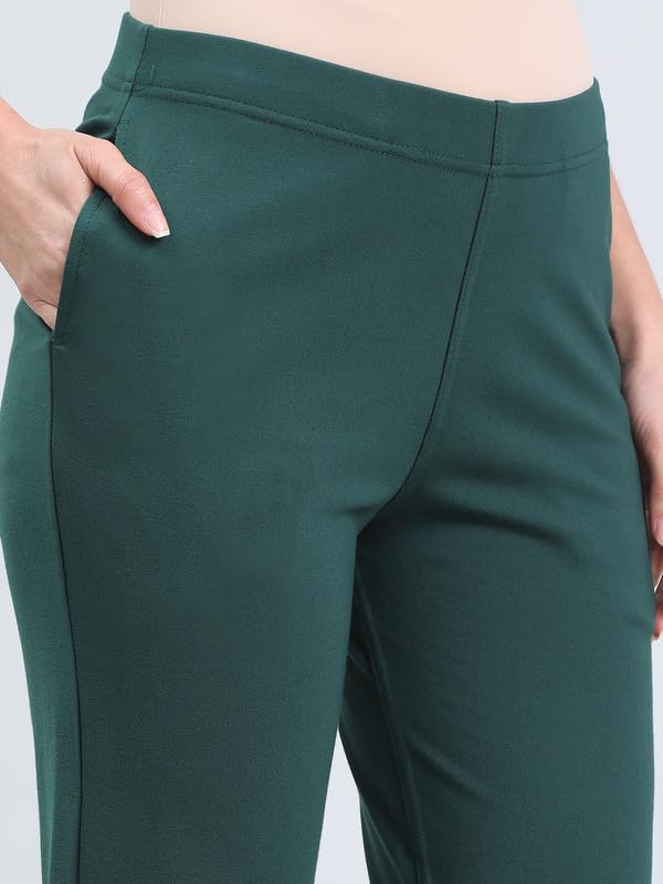 Image of GO COLORS Ponte Smart Kurti Pants Full Length for Women | Breathable, Mid Rise