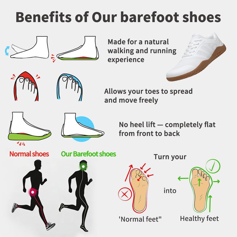 Image of ziitop Barefoot Shoes Men Sneakers Casual Wide Toe Box Running Footwear Zero Drop Tennis Minimalist Walking Grounding Shoes for Gym Workout Weightlifting Hiking Cross Training Trail Climbing