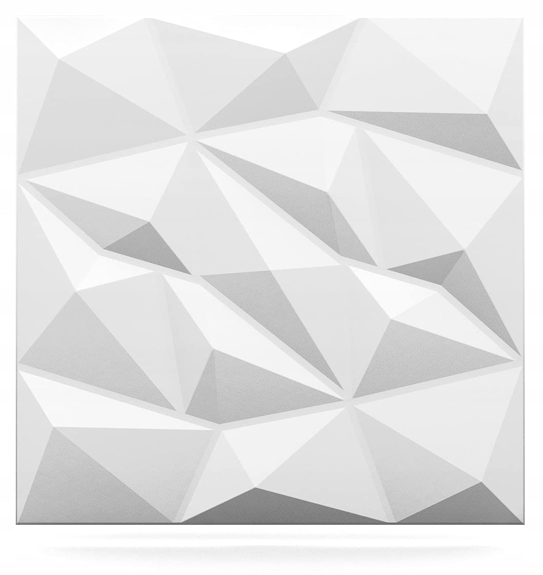 Deccart - Panneaux Muraux 50x50 cm - Panneau mural 3D Décoratif en EPS-Polystyrène - Plaque murale decorative - Décoration murale - Relief texturé - Wall Panel - Deco Mur - Blanc, 5 m², 20 pièces