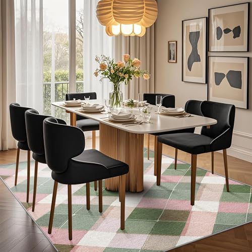 Tapis lavable rose et vert tapis d'intérieur moderne rectangulaire