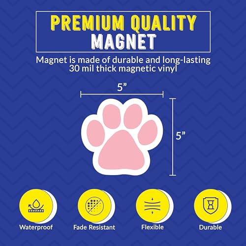 Image of Magnet Me Up Light Pink Paw Print Car Magnet - 5 inchx5 inch Heavy-Duty Weatherproof Vinyl, Magnetic Decal, Pet Lover Gift, Animal Rescue Support, Car, Fridge, Locker Decoration, Made in USA | Heavy duty magnetic decal for car, truck, SUV or fridge, full color UV printed