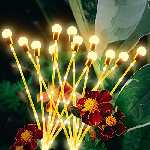 Howeifull Luces Exterior Solares, Luz Solar Exterior Jardin de Luciérnaga, con 6 Bolas y tubo fluorescente, Impermeables para Jardín Patio Terraza
