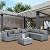 Valita 7 Piece Outdoor PE Wicker Furniture Set, Patio Gray Rattan Sectional Sofa Couch with Washable Grey Cushions