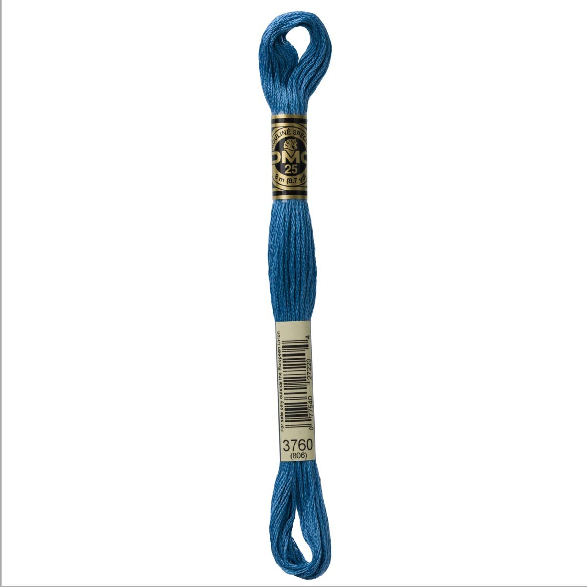 DMC Embroidery Floss Mouline Stranded Cotton Thread for Hand Embroidery and Sewing - Colour No: 3760-3 x 8m Skeins — image 1