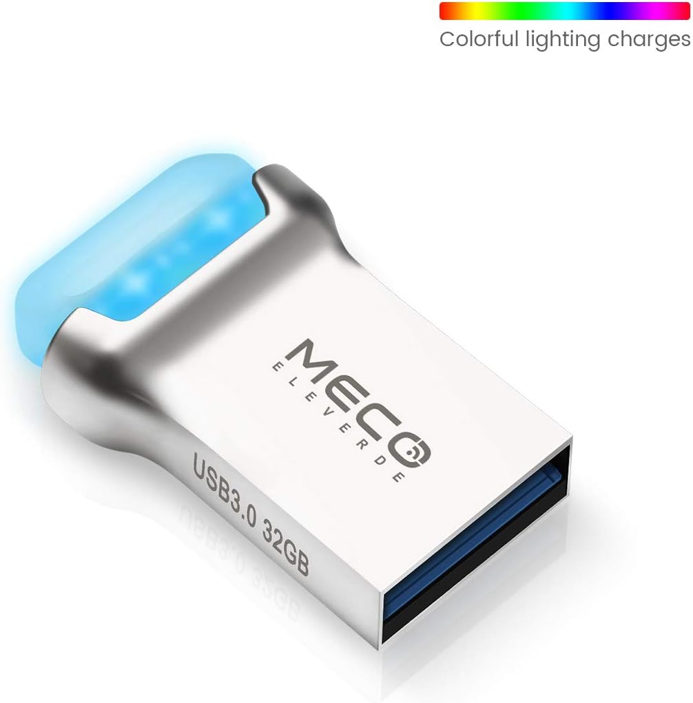 USB Memory Stick, MECO ELEVERDE USB 3.0 32GB Memory Stick Mini LED Coloured Flash Drive USB Stick with Rope for Car, Smart TV, Laptop, Computer, Notebook …