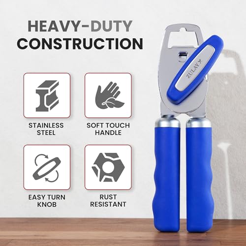 Image of Zulay Kitchen Manual Can Opener Heavy Duty Patented Stainless Steel, Royal