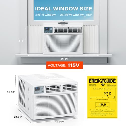 image for ROVSUN 8000 BTU Window Air Conditioner with Heat, Window AC Unit & Hea