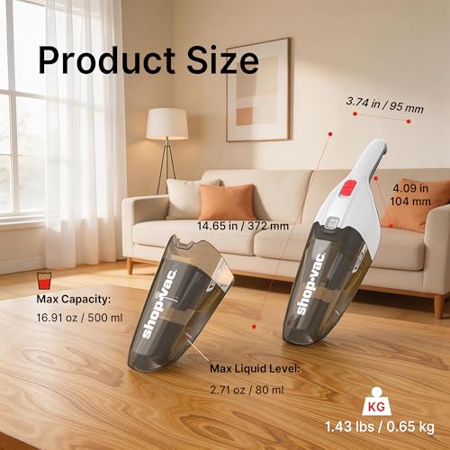 Image of Shop-Vac Wet /Dry Handheld Vacuum Cordless, Wall-Mounted Hand Vac, White
