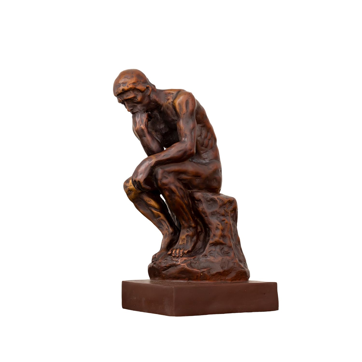【9.5" Pure Bronze Statue】 The Thinker Bronze Statue Rodin Sculpture Ornament for Home Office Decor Famous Art Craft Collection