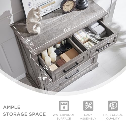 Farmhouse-5-Drawer-Dresser-for-Bedroom-36-Inch-Tall-Modern-Dresser-Chest-of-Drawers-Rustic-Wood-Storgae-Organizer-with-Large-Drawers-Bar-Handles-for-Bedroom-Living-Room-Hallway-Grey Farmhouse 5 Drawer Dresser for Bedroom 36 Inch Tall Modern Dresser Chest of Drawers Rustic Wood Storgae Organizer with Large Drawers Bar Handles for Bedroom Living Room Hallway Grey
