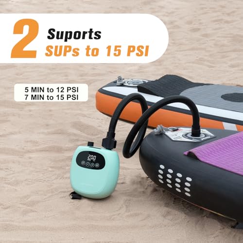 Image of Electric Paddle Board Pump, Rechargeable 20PSI SUP Pump, Dual-Stage Inflation and Deflation Sup Air Pump, Portable Electric Pump for Kayaks, Wind Wings, SUPs