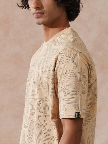 Image of WROGN Men's 100% Cotton T-Shirt | Stitch All-Over Print | Oversized Fit