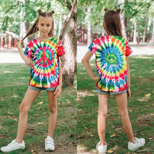 Image of Boys Tie Dye Shirts 3-12 Years Hippies Crewneck Kids Short Sleeve Tee