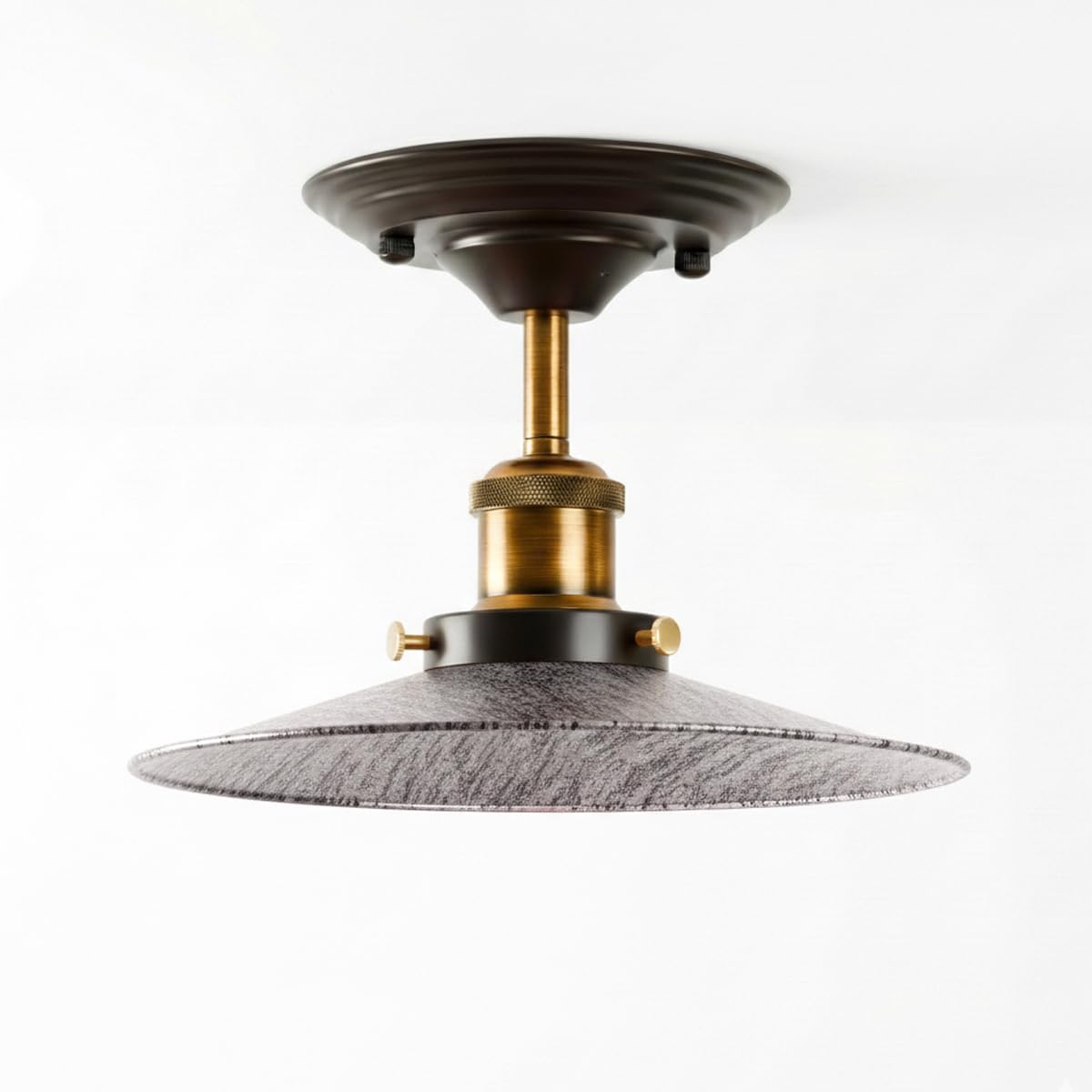 DC VOLTAGE E27 Ceiling Lighting Fixtures 22cm Brushed Silver Shade Flush Mount Ceiling Light for Kitchen Hallway Dining Rooms Living Room Easy Fit Anti Rust Durable Metal Energy Class A+