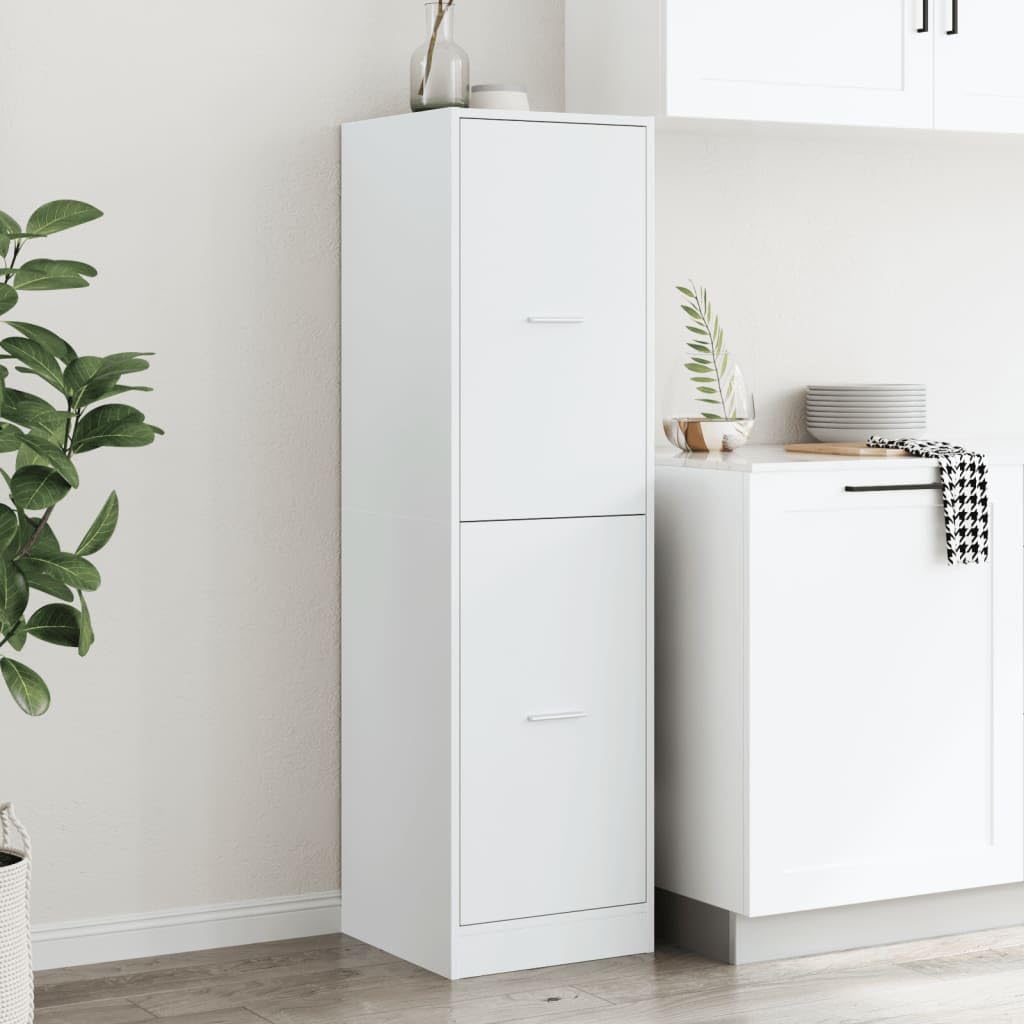 Apothekerschrank Weiß Holzwerkstoff Schlank Aufbewahrungsschrank 40x41x144,5 cm mit 4 Schubladen für Küche Bad Büro Garten
