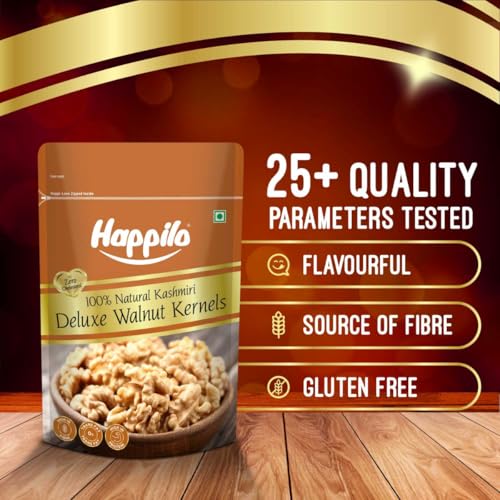 Image of Happilo Premium Kashmiri Walnut Kernals 200g (Pack of 4) | Walnuts without Shell | Akhrot Giri | Dry Fruits, Healthy Snacks | Natural Walnut Kernels | Rich in Protein, Antioxidants & Source of Omega-3