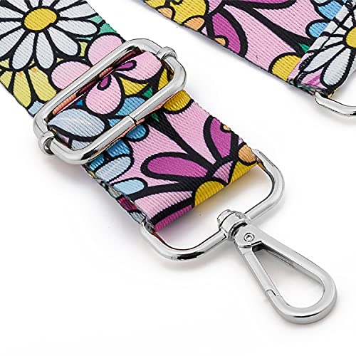 Image of Silvery Buckles Wide Shoulder Strap Adjustable Replacement Belt Crossbody Canvas Bag Handbag