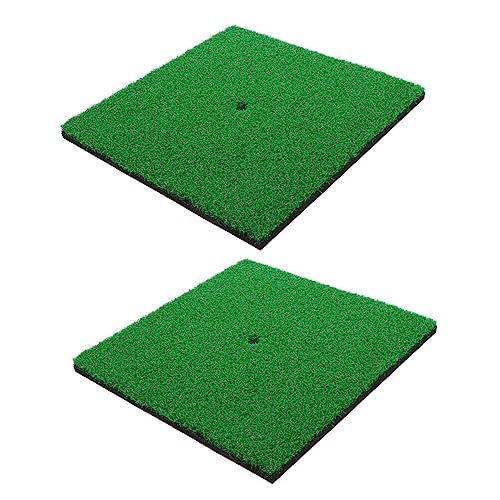 JOINPAYA 2pcs Golf Hitting Mat Stimulation Grass Practice Pad Golfing Training Aid Golf Practice Equipment for Skill Improvement