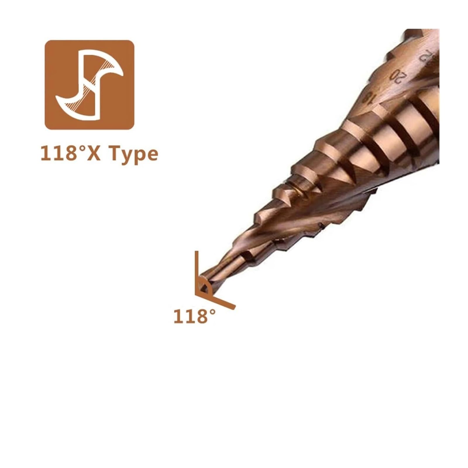 Wiertła do metalu, Wiertło spiralne z rowkiem, Wiertło stopniowe M35 5% kobaltu Wiertło HSS Co Cone Hex Shank do metalu(6 24mm)