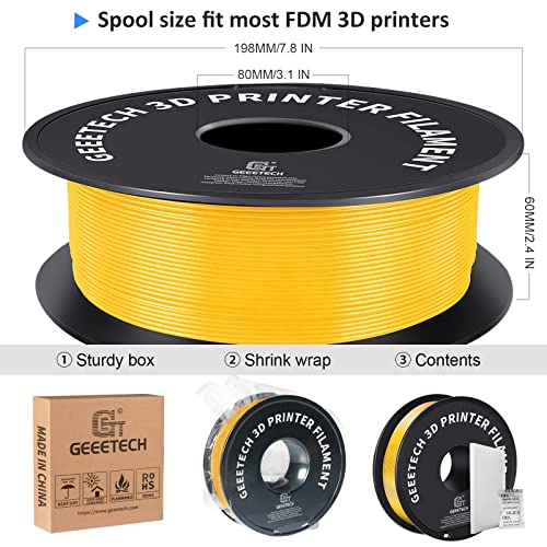 Image of Geeetech Yellow PLA Filament 1.75mm, 3D Printer Filament Dimensional Accuracy + /- 0.02 mm, Upgrade Tidy Winding Tangle-Free, 1kg Spool(2.2lbs) Fit Most FDM 3D Printers