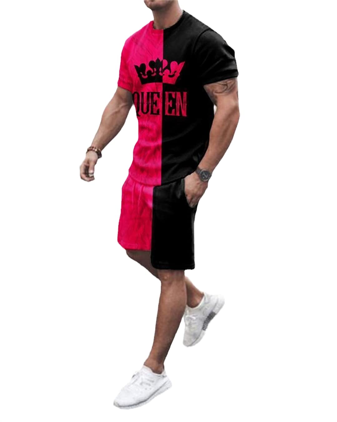 Chándal de verano para hombre, casual, deportivo, camiseta, conjunto de 2 piezas, ropa deportiva transpirable, 10, M
