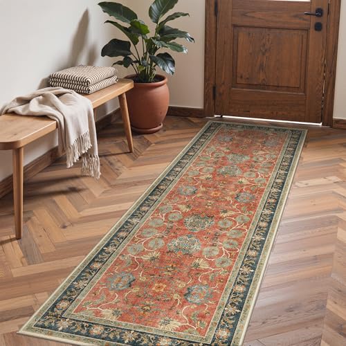 Alfombra Runner Coral Azul Lavable 2x6 Bavni miniatura 1
