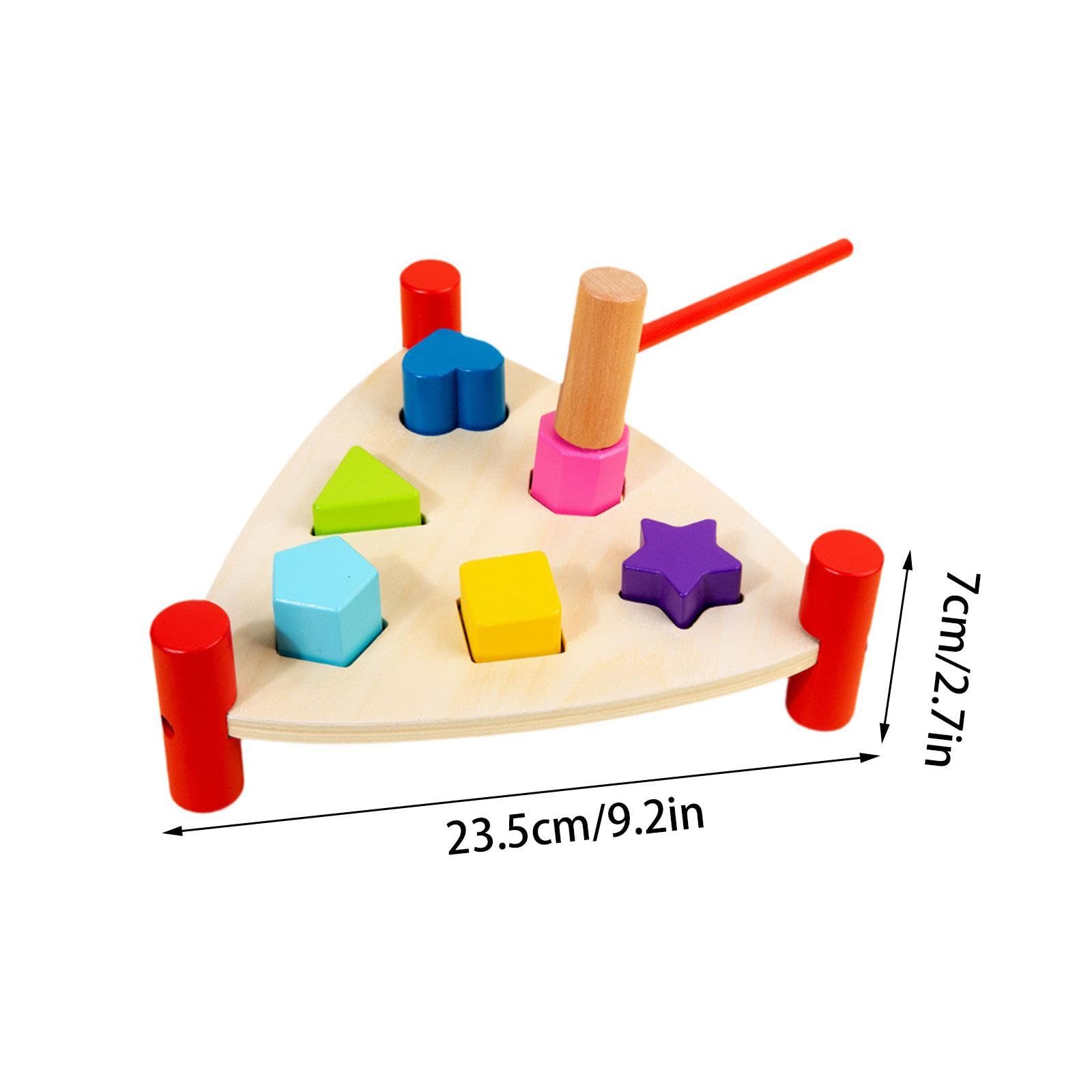 Holzspielzeug Schlagbank Hammerbank Motorikspielzeug Holzklopfbank mit Holzhammer Pädagogisches Spiel für Jungen Und Mädchen für Zuhause Vorschule All, Dreieck