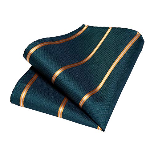 Image of DiBanGu Mens Striped Tie Silk Woven Necktie and Pocket Square Cufflinks Tie Clip Set Wedding Business Formal Gift Tie for Men