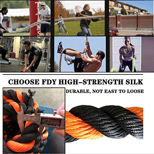 JOYGOOD-Battle-Rope-Ropes-Exercise-Household-Black-and-Orange-Sports-Equipment-Gym-Fitness-Training-Fitness-Rope-Garden-Weight-Loss-Gravity-Rope-Color-BlackOrange-Size-9M-38MM