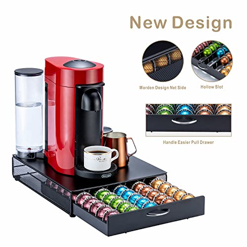 Flagship For Nespresso Pod Storage Vertuo Pod Holder Coffee Pod Organizer Morden Design And Coffee Machine Stand Black Metal(50 Pods Capacity) #TOP2