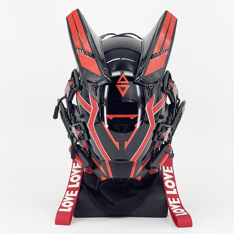 NULA LED Halloween Costume Cosplay Mask, For Cyberpunk Mask Futuristic Punk Mask Techwear Mask Helmet Mask for Adult Men Music Festival Party
