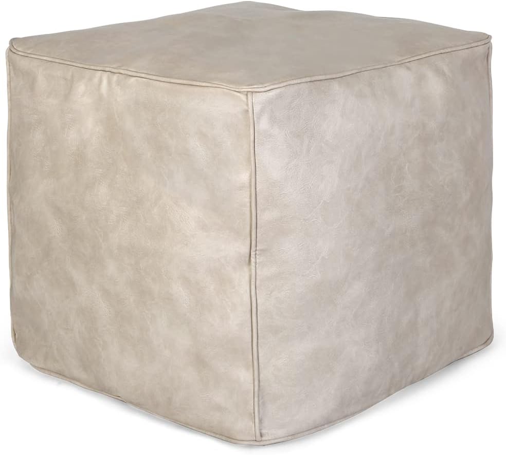 ROTOT Ottoman Pouf Square Shape, Foot Rest Faux PU Leather