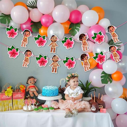 Image of BBY Mna Garland Decoration - Tropical Island Theme Birthday Party Supplies - Colorful Hawaiian Luau Garland for Birthday, Baby Shower, Family Celebration, School Events, and Cartoon Inspired Decor