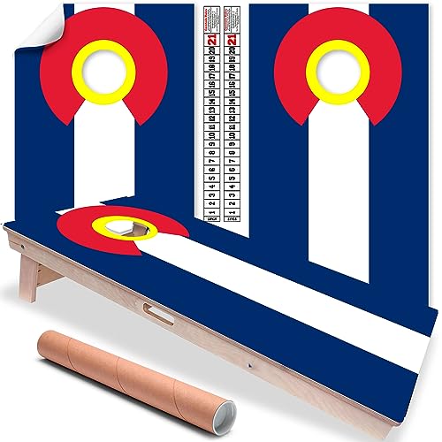 Cornhole Board Wraps and Decals for Boards Set of 2 Skins Professional Vinyl Covers Sticker - Colorado State Stripes Flag Cornhole Wraps Stickers Cornhole Skins Cornhole Wraps for Boards