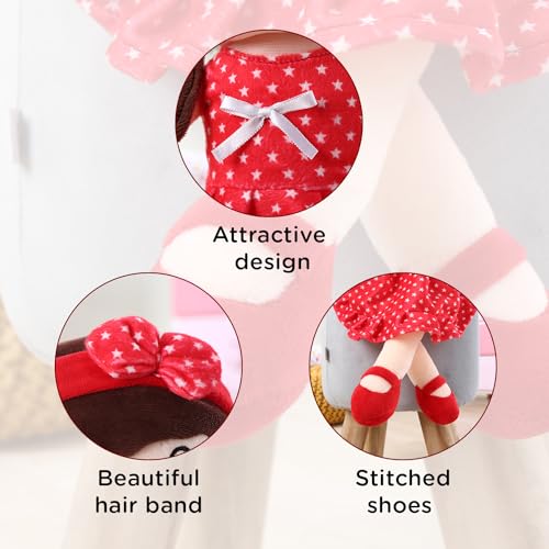 Image of Play Nation Premium Emma Candy Doll | Stuffed Girl Winky Candy Doll | Cuddly Soft Washable Plush Toy | Safe for Kids | BIS Certified | Birthday Gift | 45 cm | 3+ Years (Red)