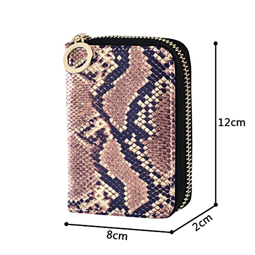 Snake Skin Pink Black Grey Credit Card Coin wallet, RFID Blocking Compact Women Leather Card Holder, Key Change Organizer, Zipper Purse Clutch Pouch Pocket4
