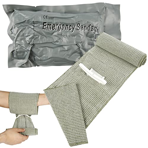 StarryTiger 2 Stück 6" Israeli Bandage, Erste Hilfe Bandage mit Vakuumver Packungs, Taktische Tourniquets Erste Hilfe Set Wesentlich, Elastischen Bandagen für Innen, Außen, Hause Cover