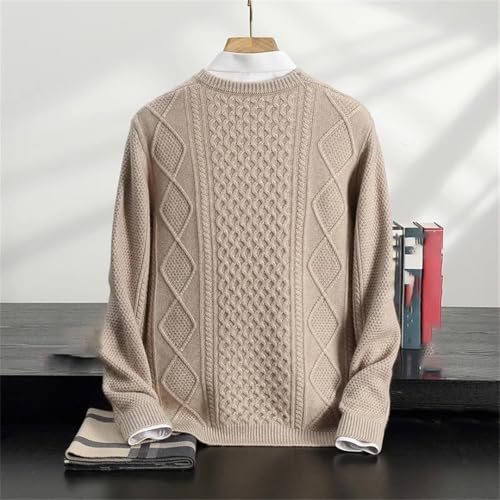 Men’S Wool Sweater Round Neck Thick Knit Pullover Long Sleeve Warm Soft Winter Casual Office Wear Tops2