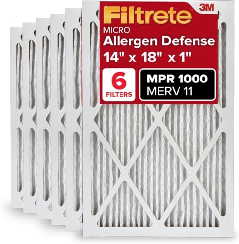 Image of Filtrete 14x18x1 AC Furnace Air Filter, MERV 11, MPR 1000, Micro Allergen Defense, 3-Month Pleated 1-Inch Electrostatic Air Cleaning Filter, 6 Pack (Actual Size 13.81 x 17.81 x 0.81 in)