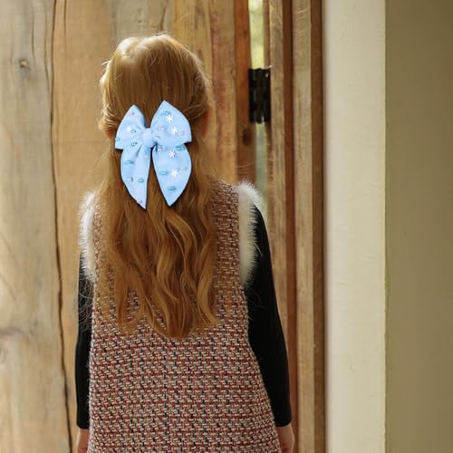 Pinza de cabello con lazo de terciopelo azul claro 5 pulg miniatura 4
