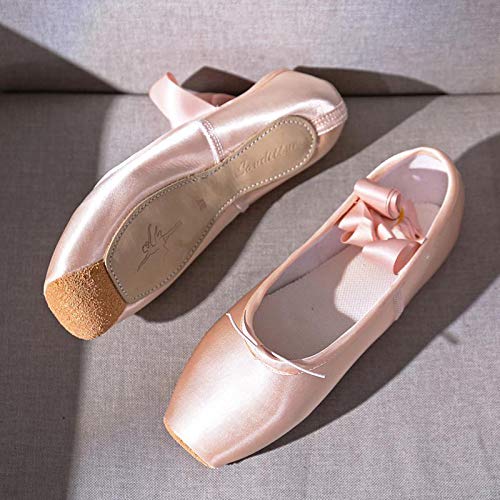 Satin Pointe Shoes for Girls and Ladies Professional Ballet Dance Shoes with Ribbon for School or Home - 40 Multicolor3