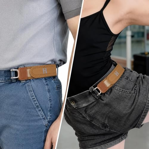 Oblivion Adjustable Buckleless Elastic Waist Belt Hooks for Jeans Trousers Pants Stretchable Waist Tightener with Metal Hooks Comfortable No Buckle Clothing Accessory for Men Women 2 Piece Set - Image 4