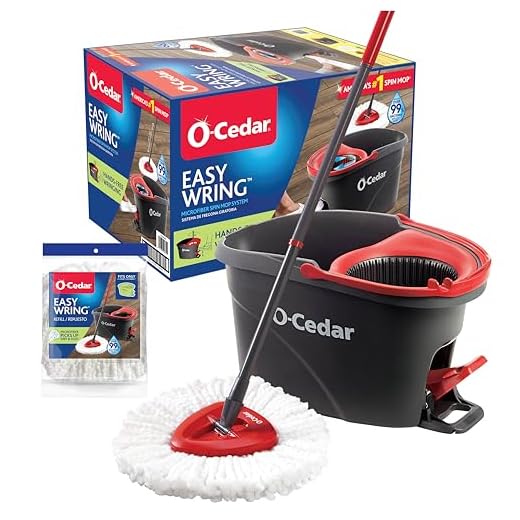 O-Cedar Easywring Microfiber Spin Mop & Bucket Floor Cleaning System with 1 Extra Refill
