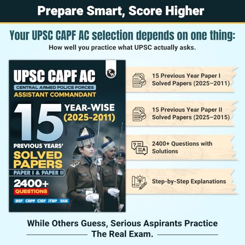 Image of PW UPSC CAPF AC Central Armed Police Forces Assistant Commandant 15 Previous Year Solved Papers l & ll (2025-2011) PYQ | 2400+ Ques | General Studies & Descriptive Paper For Exams 2026
