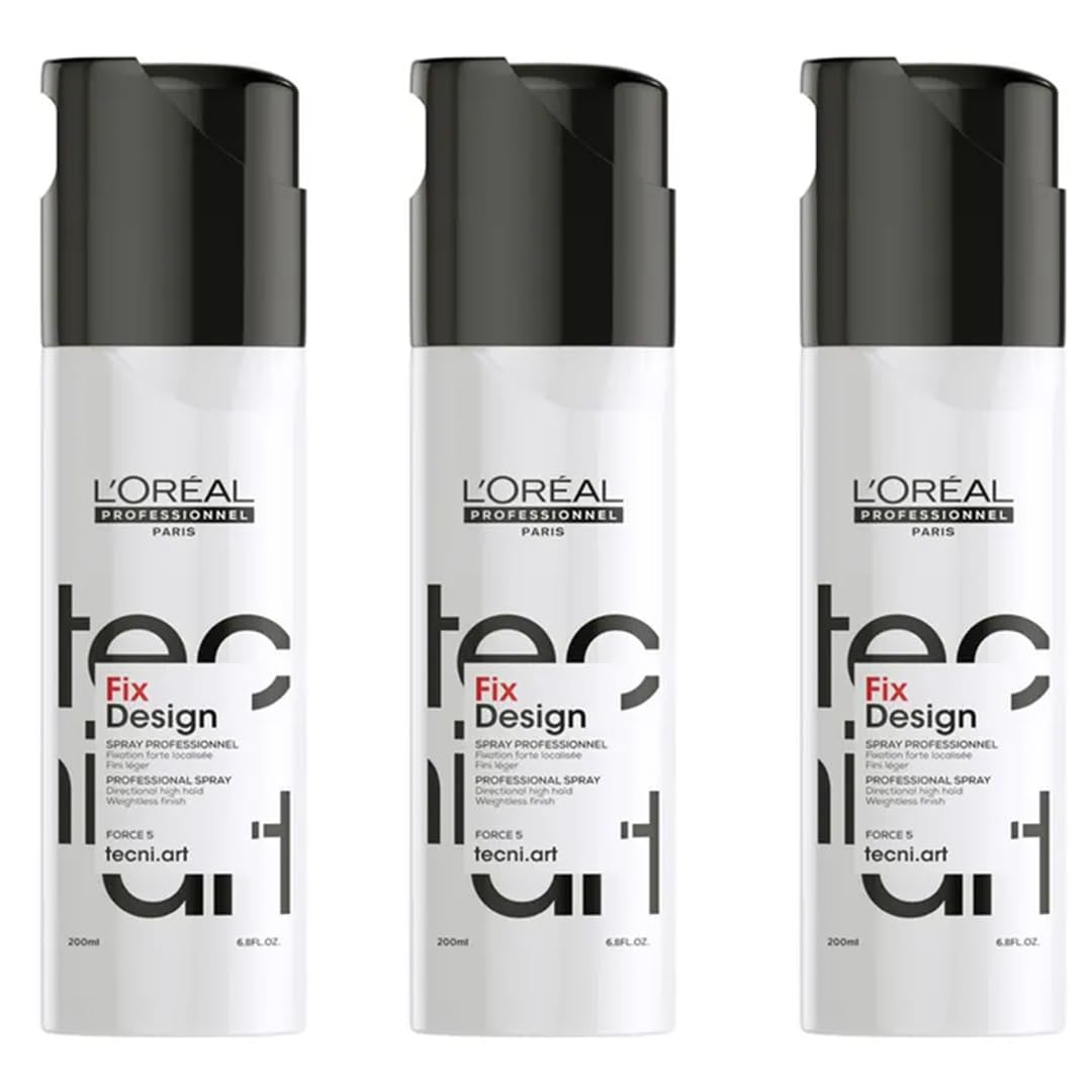 L'Oréal Fix Design Tecni.art Lot de 3 sprays coiffage sans gaz propulseur 200 ml